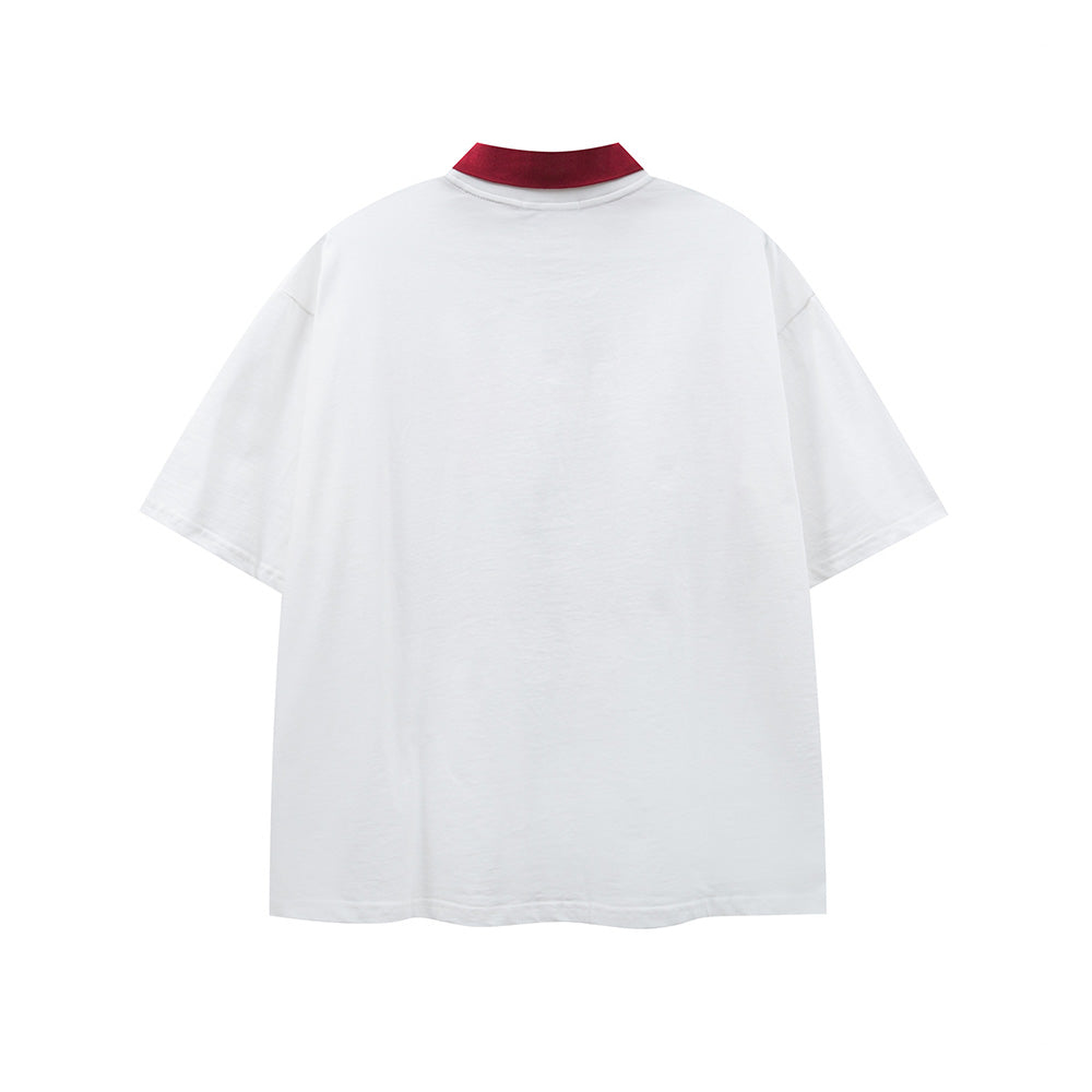 대조적인 색상 만화 짧은 소매