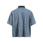 水洗拼接條紋短袖