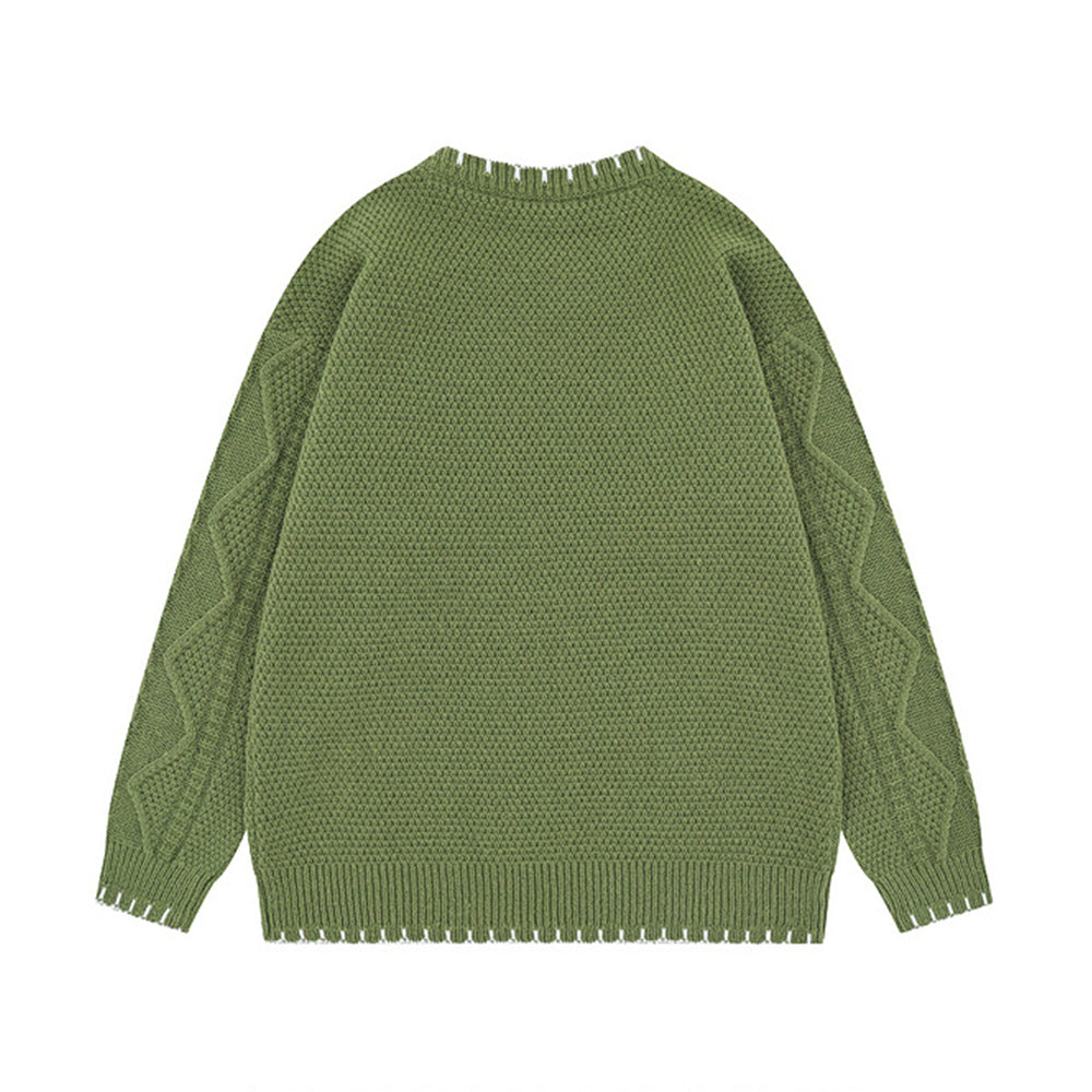 Contrast color crew neck sweater