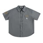 Badge embroidered short-sleeved shirt