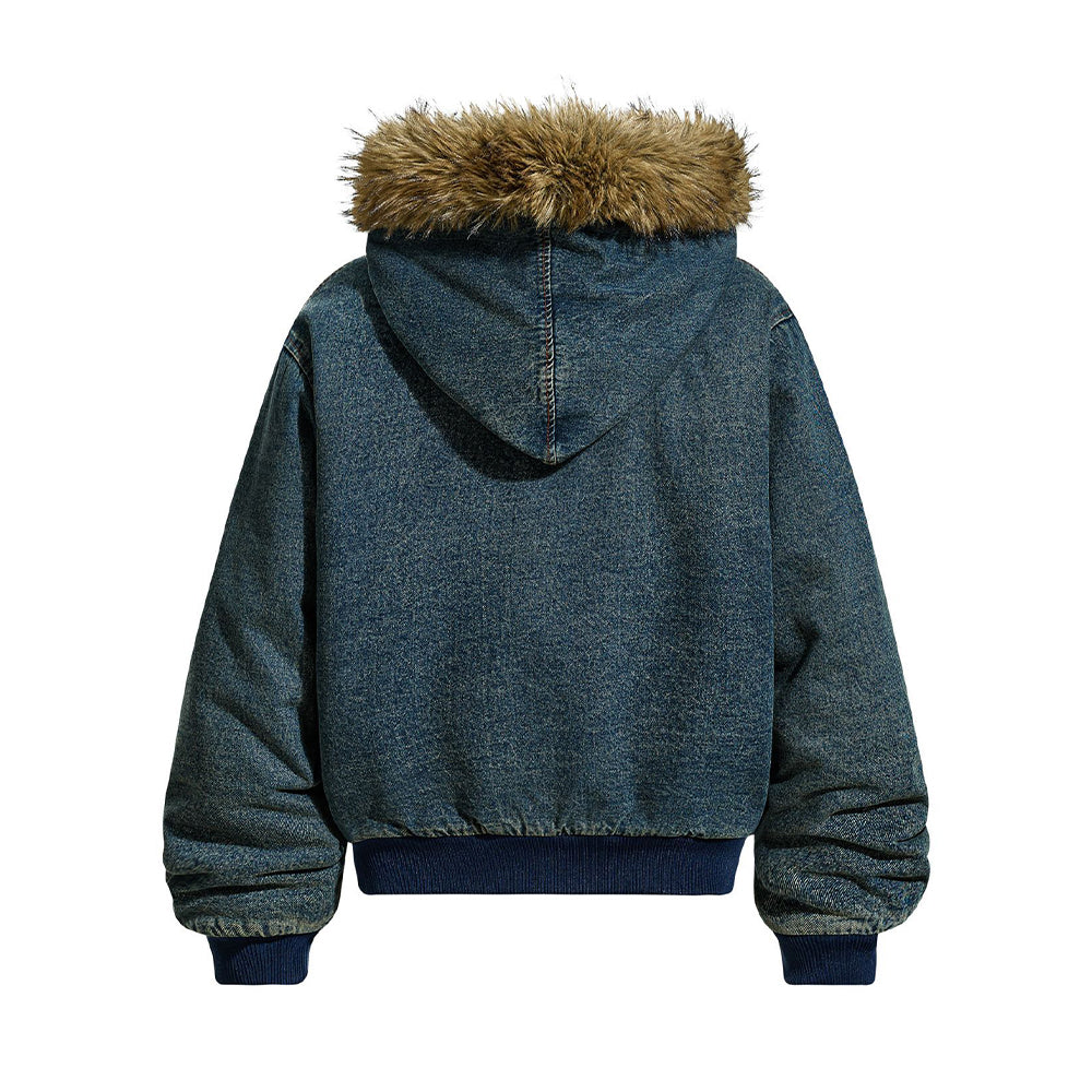 Distressed and thick denim jacket