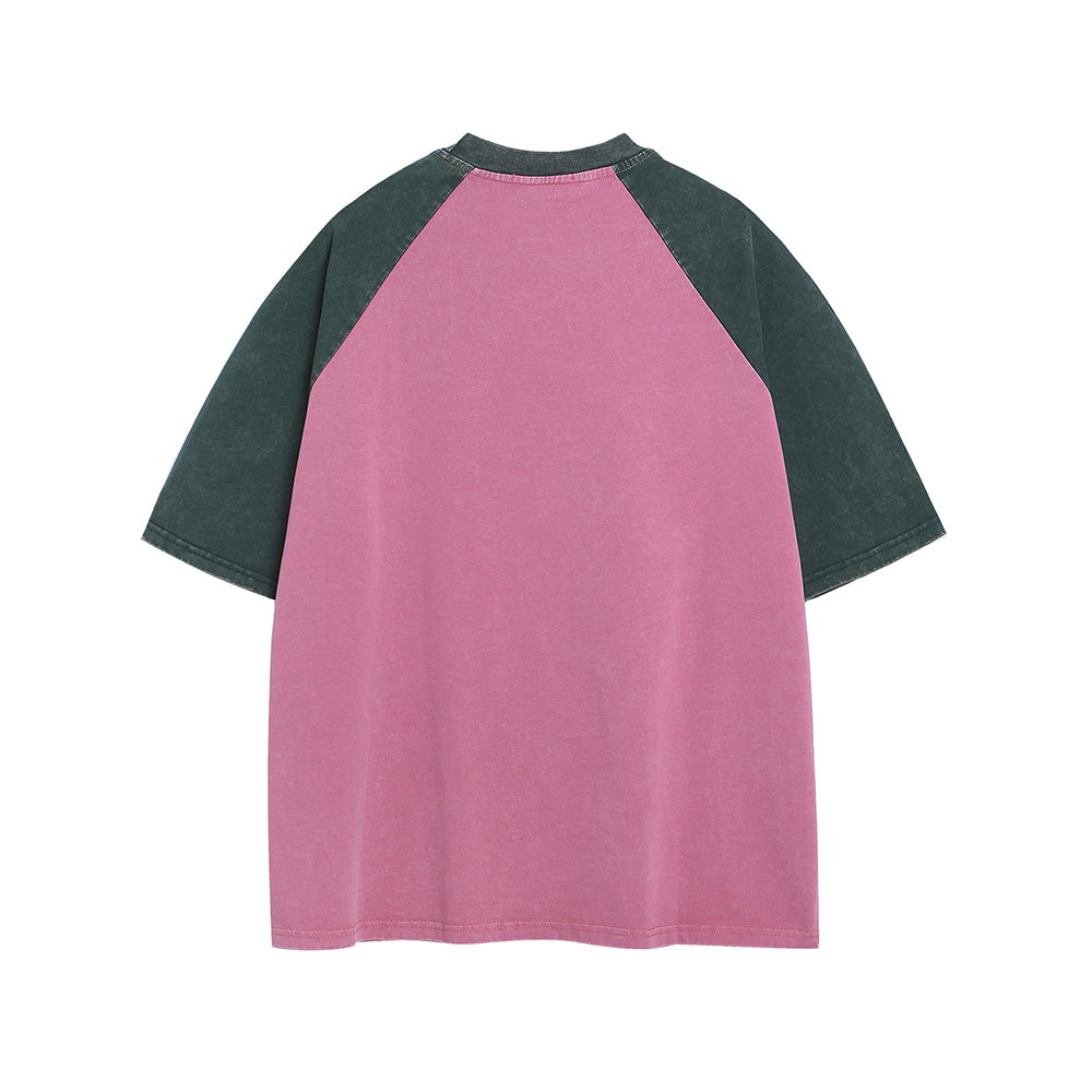 레터 프린트 컬러블록 반팔