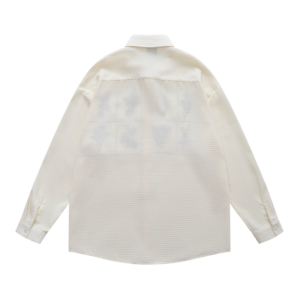 Floral embroidered long-sleeved shirt