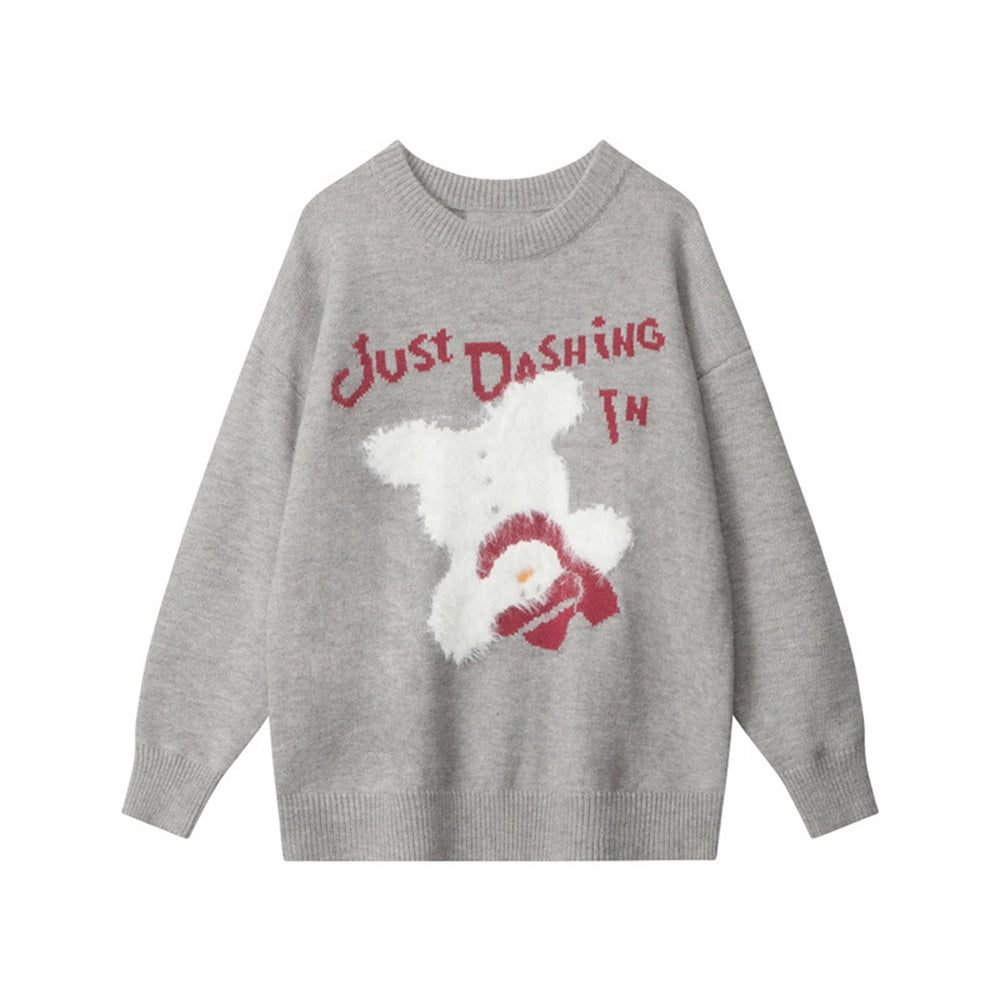 Retro crew neck knitted sweater