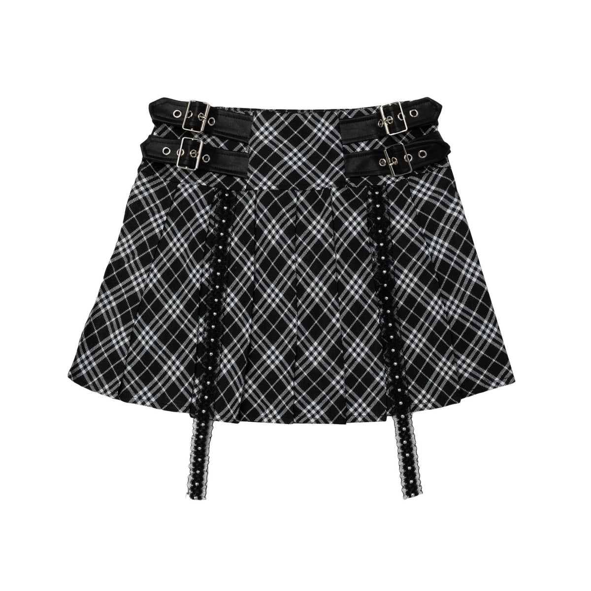 retro patchwork plaid skirt