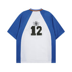 대비되는 색상의 느슨한 짧은 소매