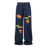 Cute patterned loose denim trousers Size:M