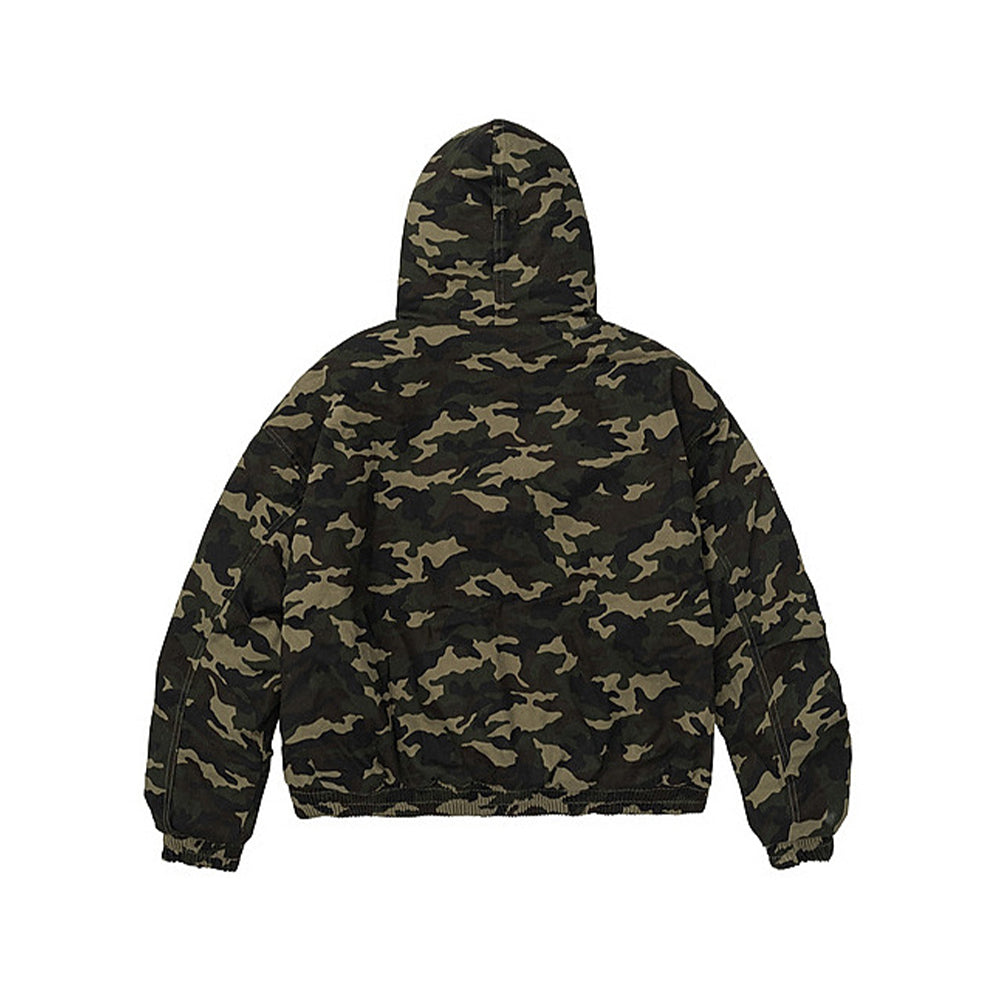 Camouflage plush hooded jacket