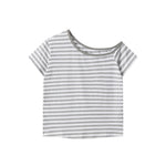 Off-shoulder striped short sleeves