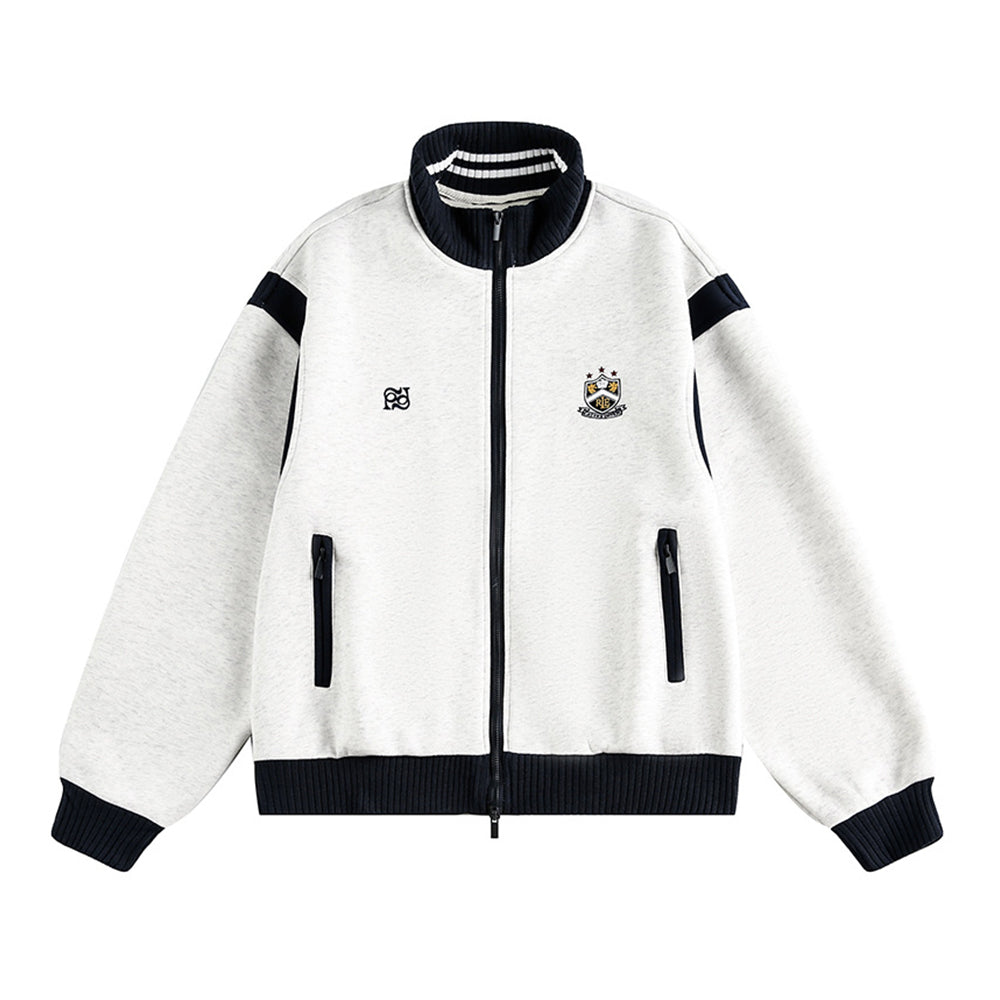 撞色學院風立領外套