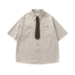 Retro striped shirt with tie