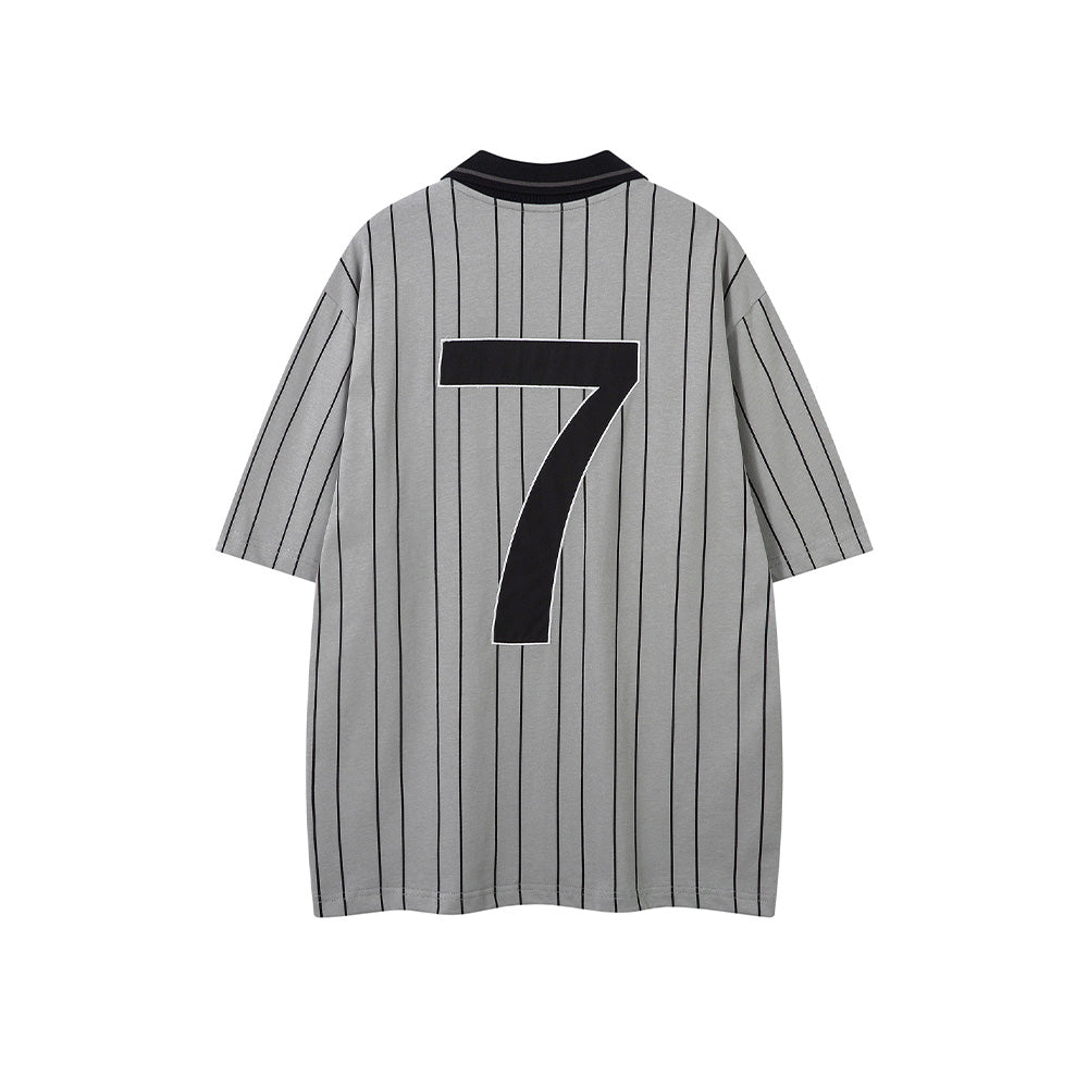 레트로 대비 스트라이프 반소매