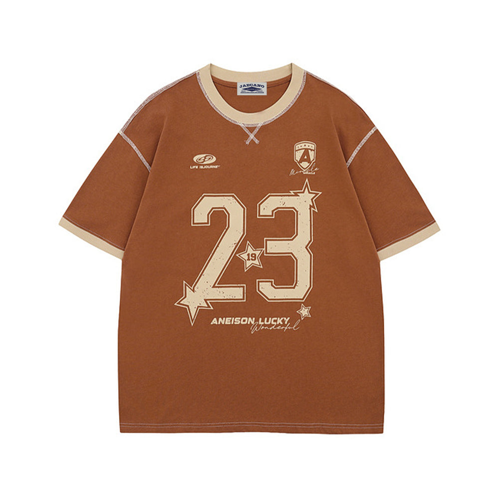 레트로 콘트라스트 반소매