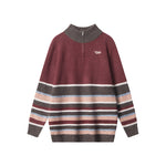 Retro contrast striped crew neck sweater