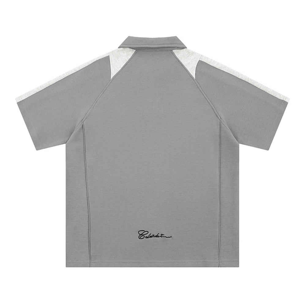 레트로 컬러 블록 반소매