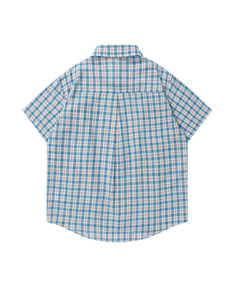 Heart-embroidered short-sleeved shirt (women's)