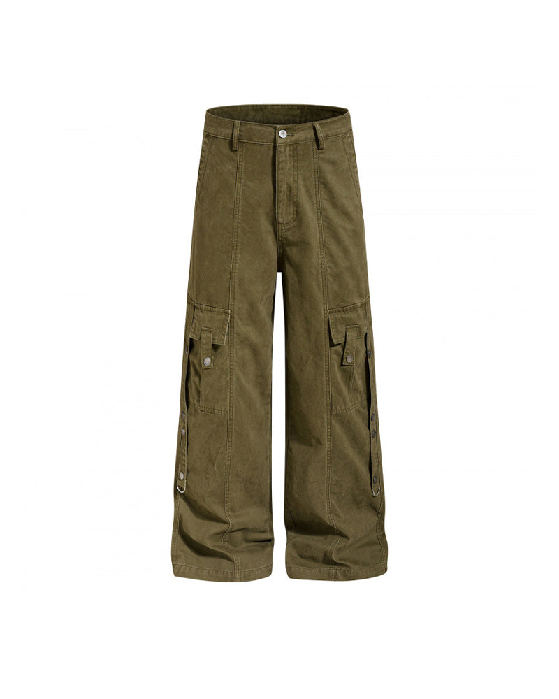 Retro multi-pocket casual pants