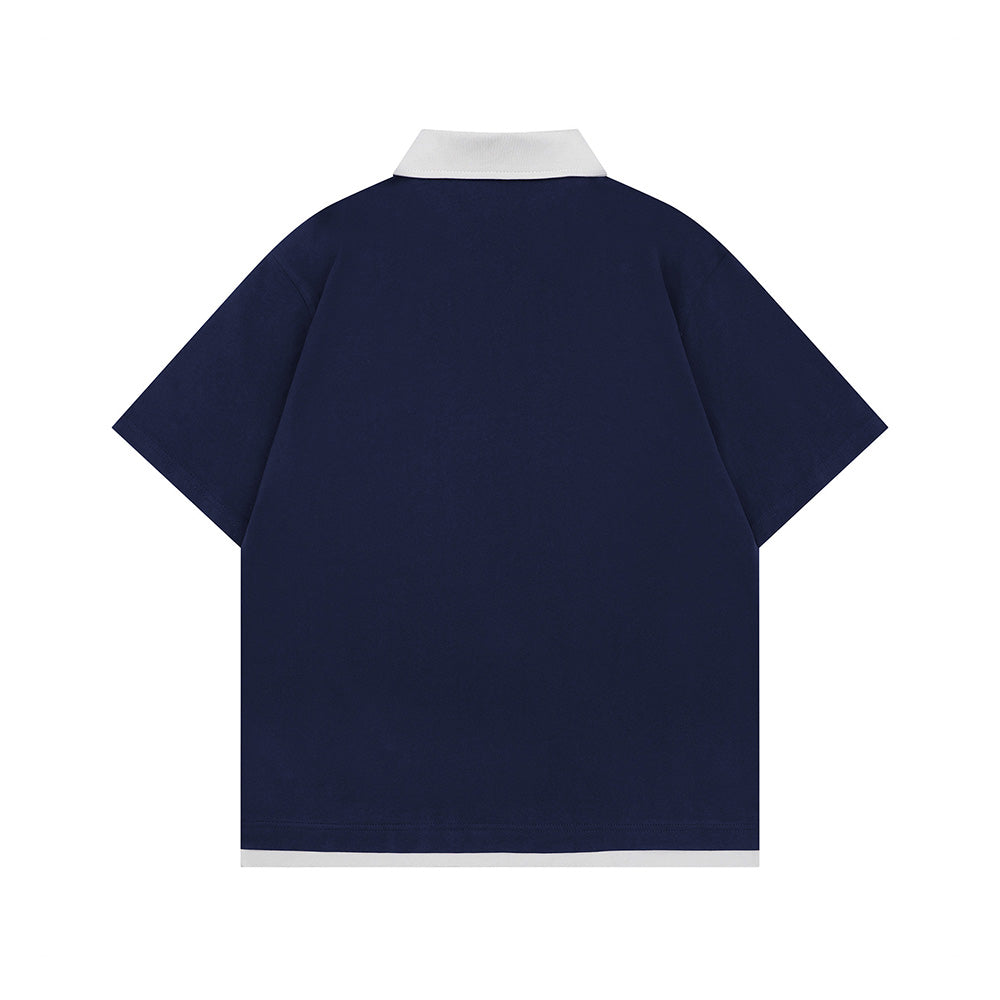 레트로 콘트라스트 라펠 반팔