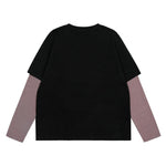 Striped patchwork fake two-piece long sleeves