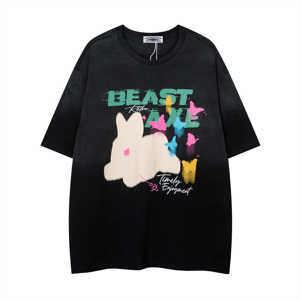 Gradient tie-dye loose short sleeves