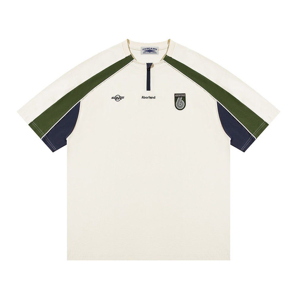 Contrast color stitching loose short sleeves