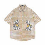 Cute embroidered puppy short-sleeved shirt