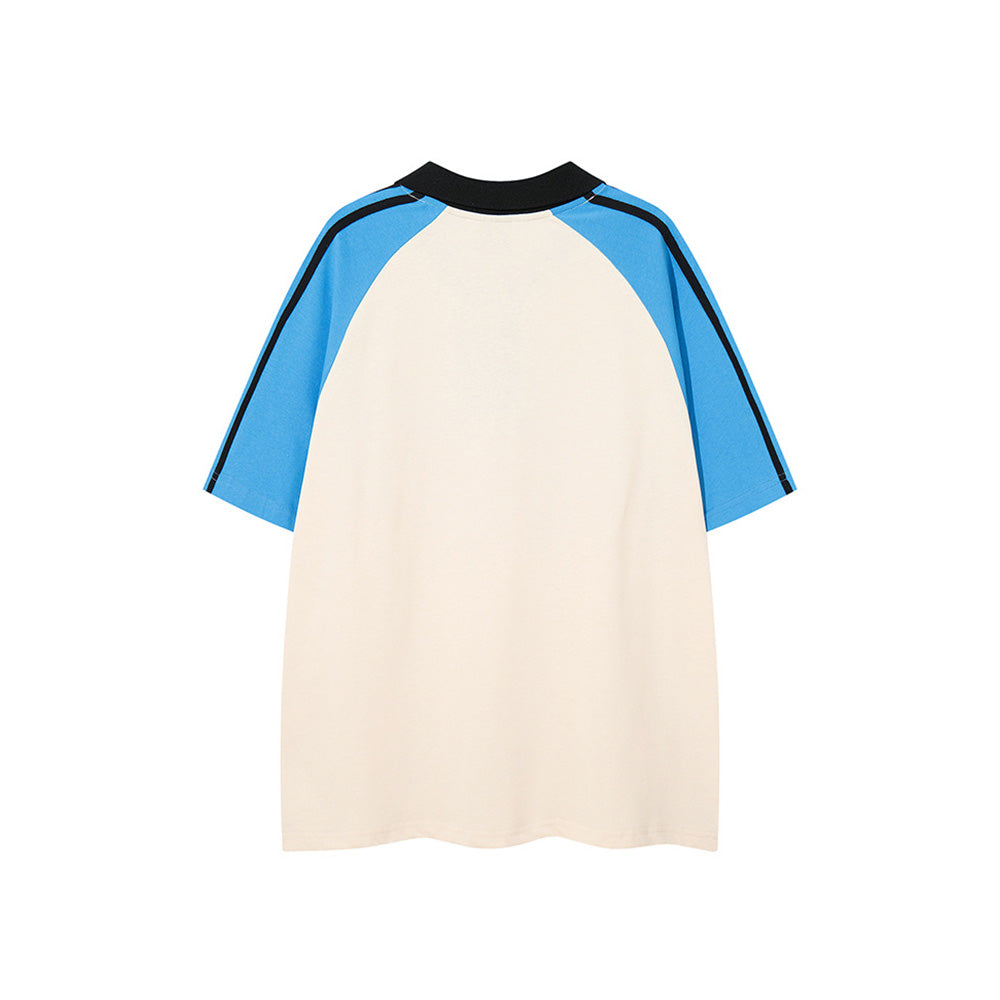 콘트라스트 컬러 캐주얼 프린트 반팔