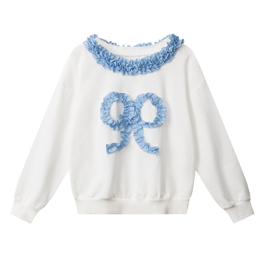 Lace-trimmed off-the-shoulder sweatshirt (women's)