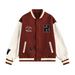 Retro embroidered contrast color baseball jacket
