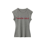 Retro slim sleeveless short sleeves