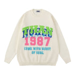 retro letter couple sweater