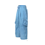 Distressed multi-pocket casual pants