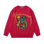 可愛蛇年紅色毛衣