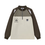 Retro stitching stand collar couple sweatshirt