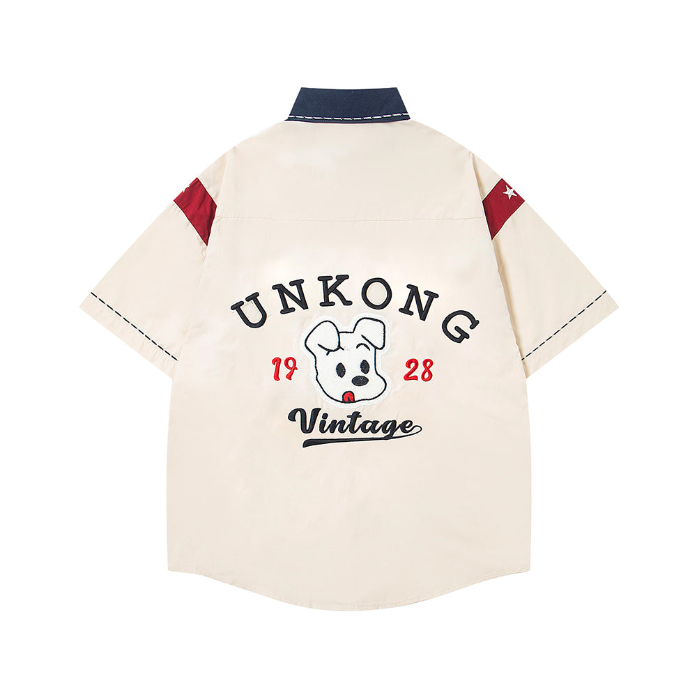 Contrast Color Puppy Short Sleeve Shirt