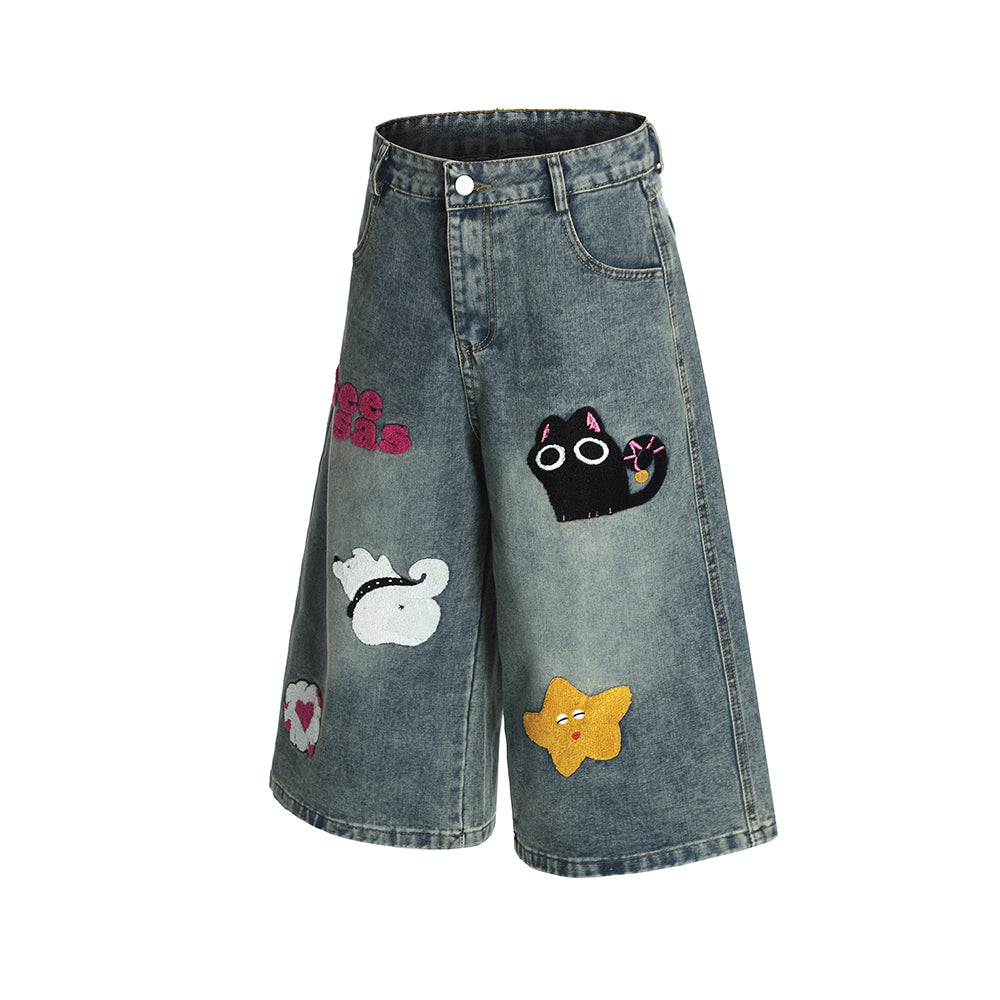 趣味刺綉牛仔褲
