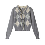 다이아몬드 패턴 크롭 니트 스웨터(여성용)