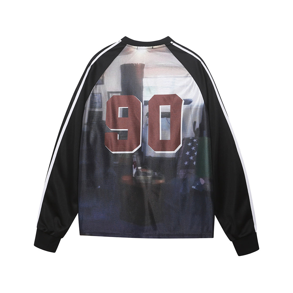 Retro contrasting color couple long sleeves