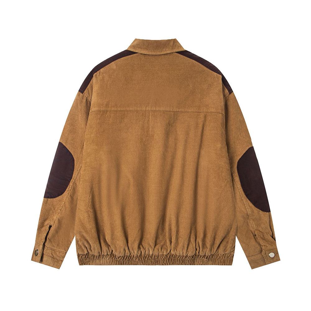 Retro color-blocked lapel coat