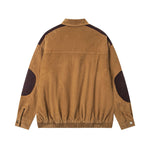 Retro color-blocked lapel coat