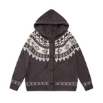 vintage horn button hooded cardigan