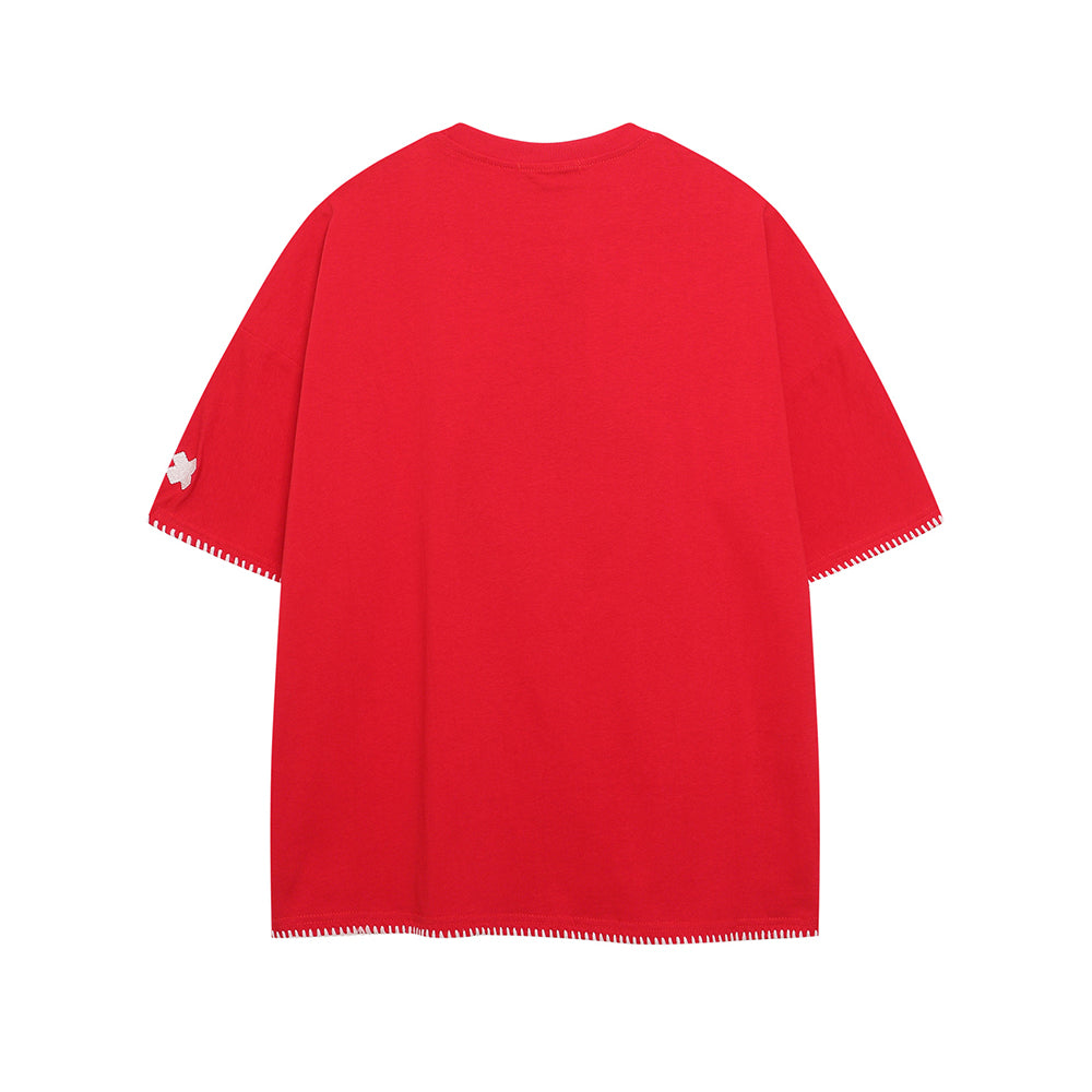 사과 자수 반팔