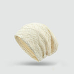 純色雙層皺褶套頭帽