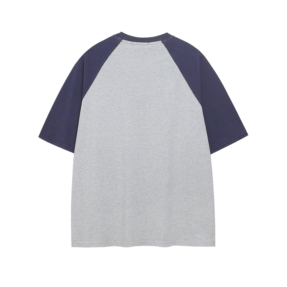 레트로 콘트라스트 래글런 반소매