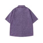 復古格子短袖襯衫