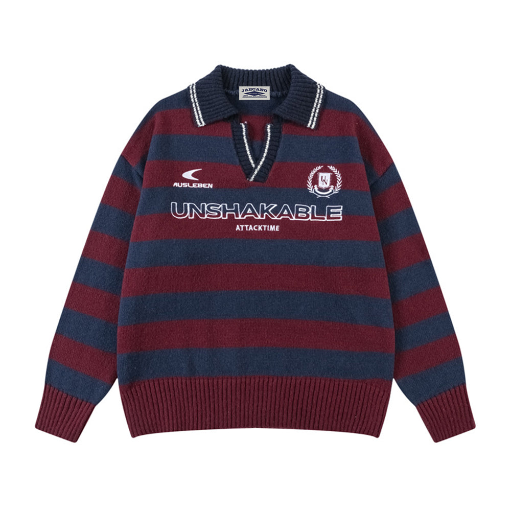 Retro yellow versatile striped sweater