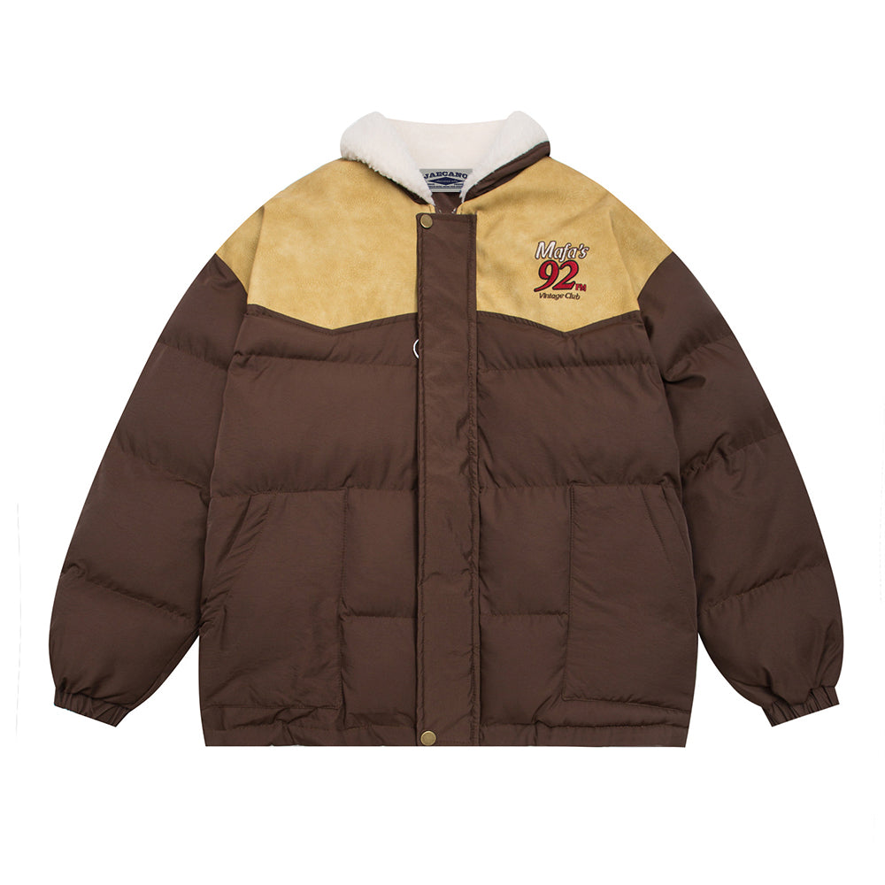 Retro contrast color embroidered cotton jacket