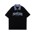 아메리칸 레트로 라펠 지퍼 반소매