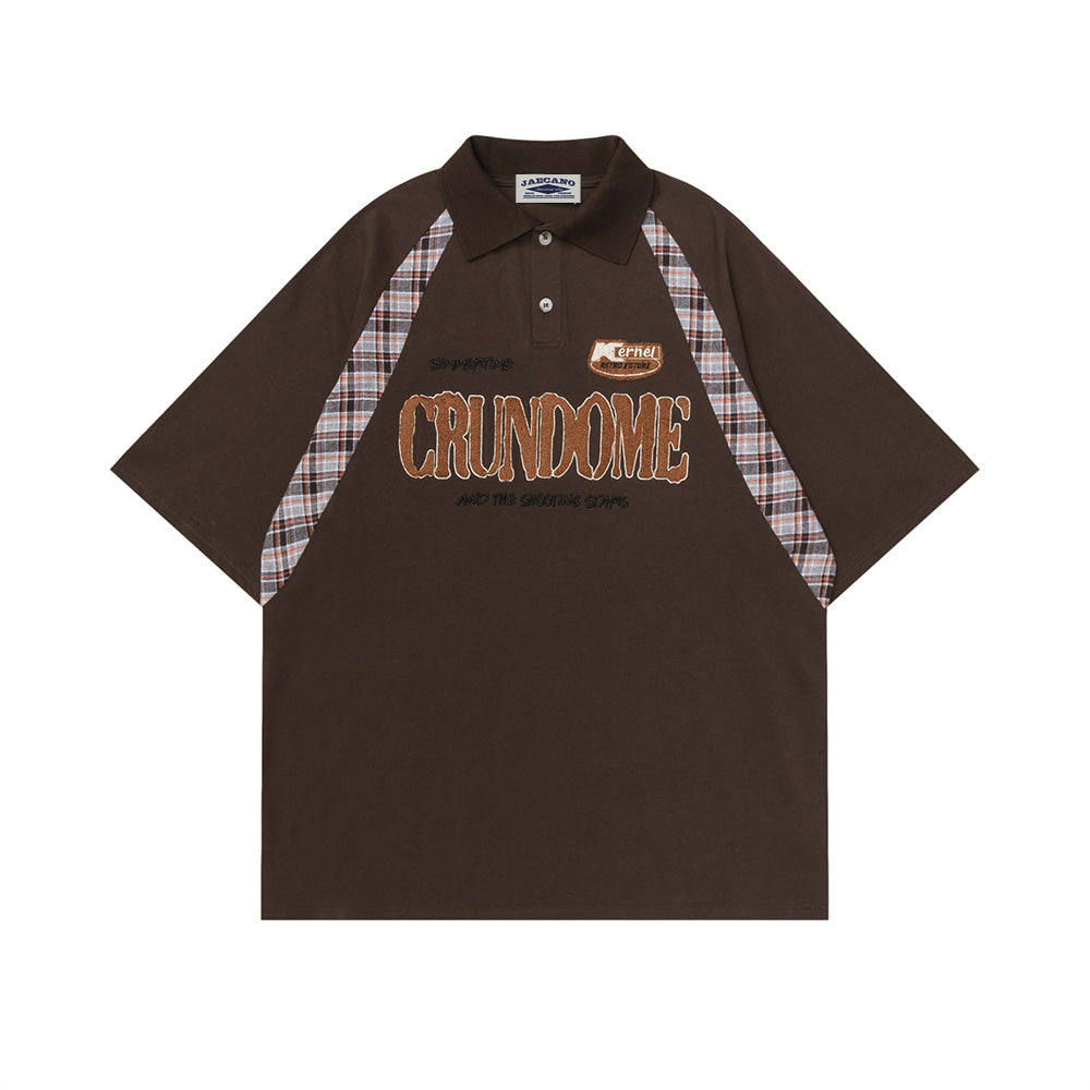 문자 자수 짧은 소매