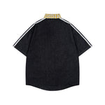 格紋做舊短袖襯衫